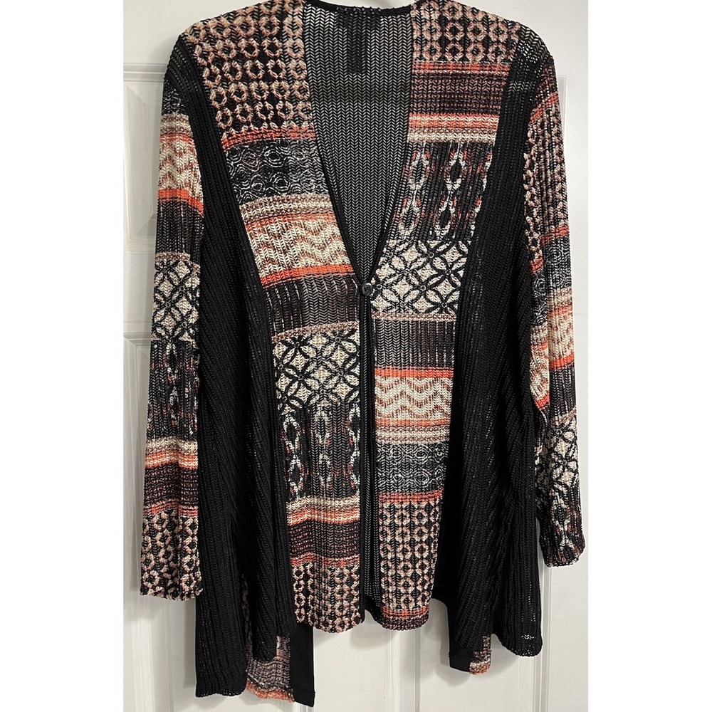Catherines Sheer Mesh 1 ButtonCardigan Size 0 14W 16W Aztec Southwest - Picture 7 of 10